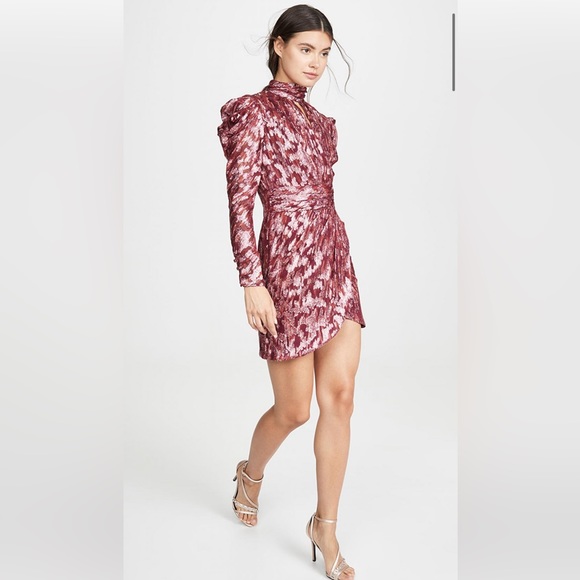 NWOT Metallic Mock neck wrap dress Size 4